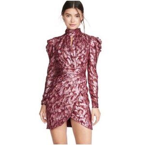 Jonathan Simkhai Metallic Vine Jacquard Long Sleeve Mini Dress